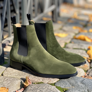 Green Adelmo Suede Slip On Chelsea Boots