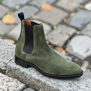 Green Anselmo Suede Slip On Chelsea Boots