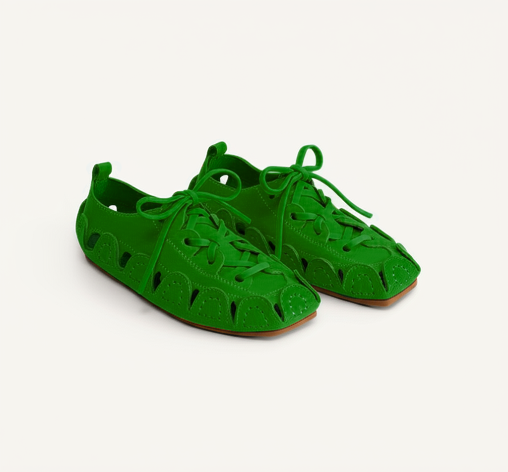 Green Suede Leather Amigo Lace-Up Sneakers