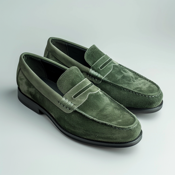 Green Suede Aristide Loafers