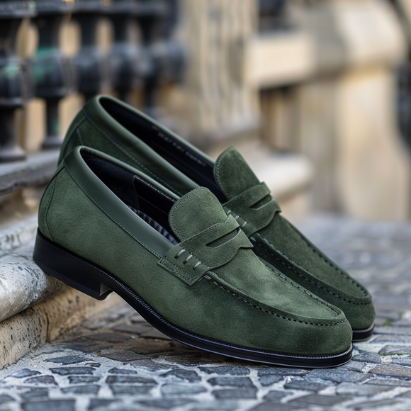 Green Suede Attilio Loafers