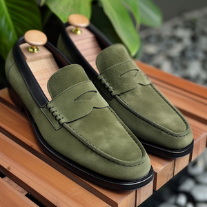 Green Suede Aureliano Loafers