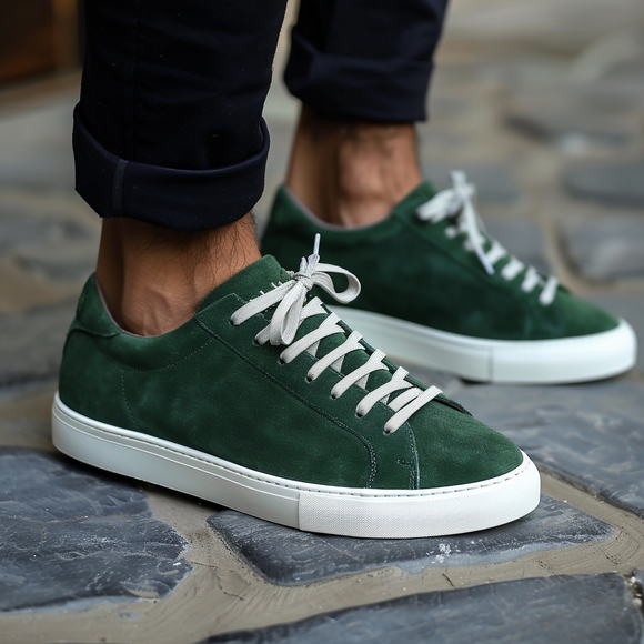 Dark green suede shoes on sale