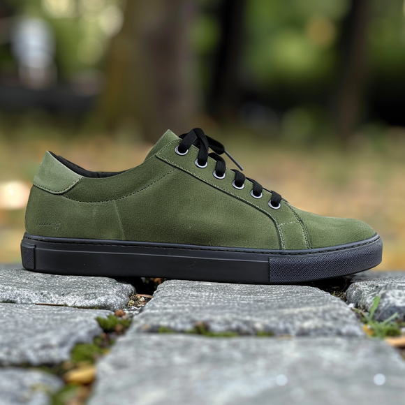 Green Suede Pasquale Lace Up Sneakers