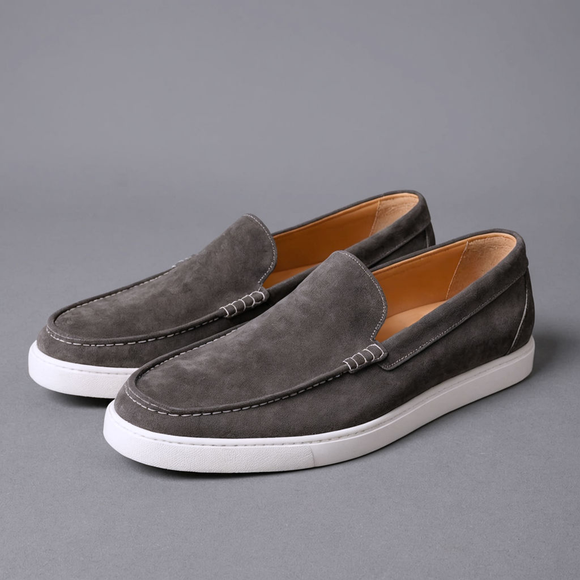 Grey Suede Leather Anthea Slip On Sneakers