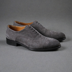 Grey Suede Leather Woodford Balmoral Toe Cap Oxfords - Formal Shoes