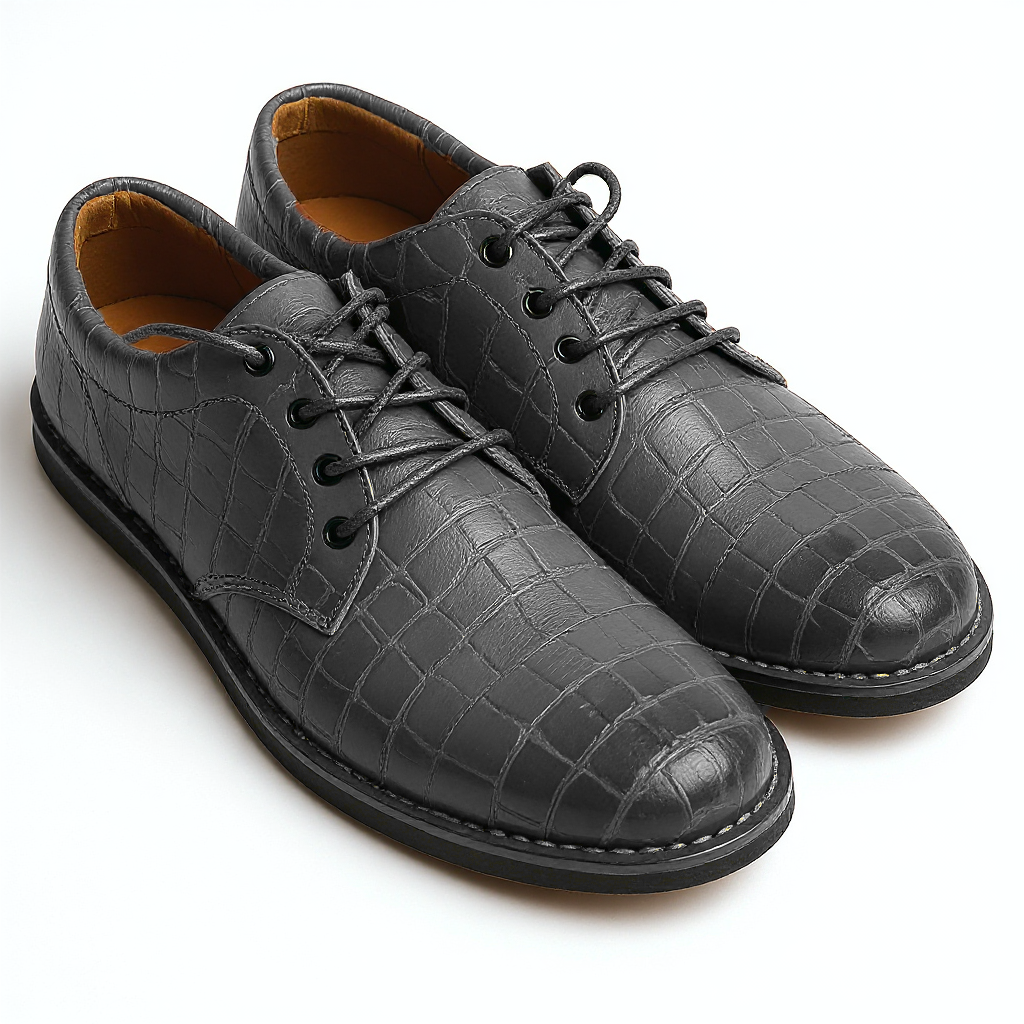 Grey Croc Print Leather Divino Barefoot Sneakers