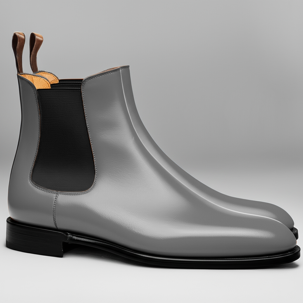 Grey Leather Celso Chelsea Boot