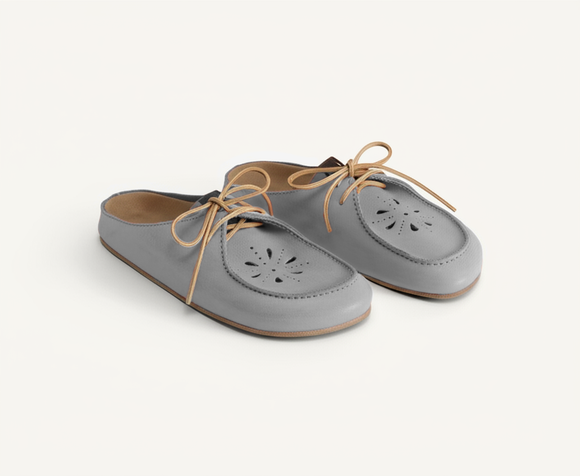 Grey Leather Opale Mule