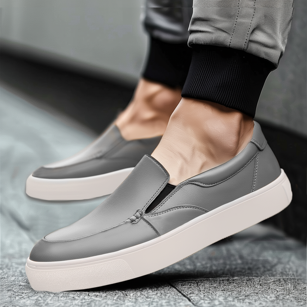 Grey Leather Wheat Whisper Slip On Sneakers  - Summer 2024 Collection
