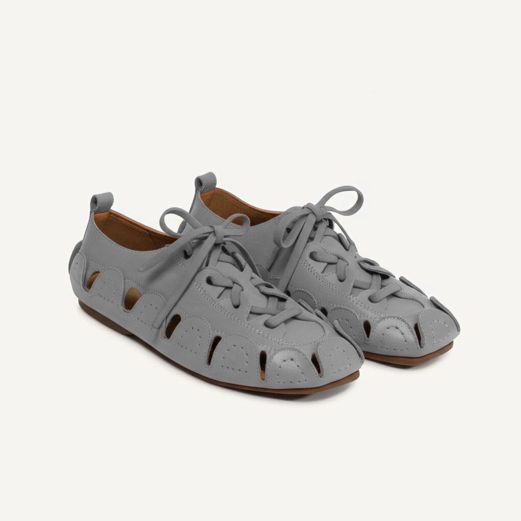 Grey Leather Amigo Lace-Up Sneakers