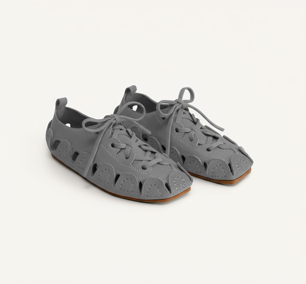 Grey Suede Leather Amigo Lace-Up Sneakers