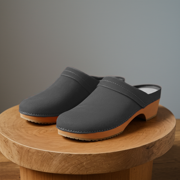 Grey Suede Leather Celeste Calm Mule Loafers - Summer 2024 Collection