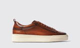 Tan Leather FrostGlow Lace-Up Sneakers With White Sole
