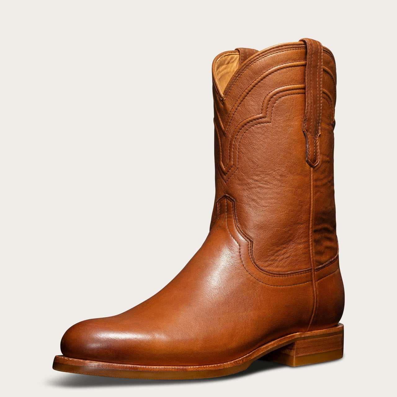 Tan Leather Tamapsy Slip On Zipper Western Cowboy Boots - AW24