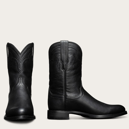 Black Leather Ironside Slip On Zipper Western Cowboy Boots - AW24