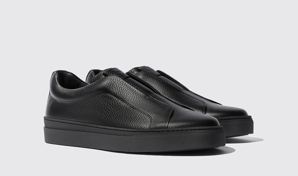Black Leather Easy Step Slipon Sneakers