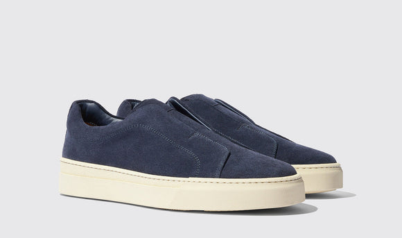 Navy Blue Leather Sky Surge Slipon Sneakers - Summer 2024 Collection