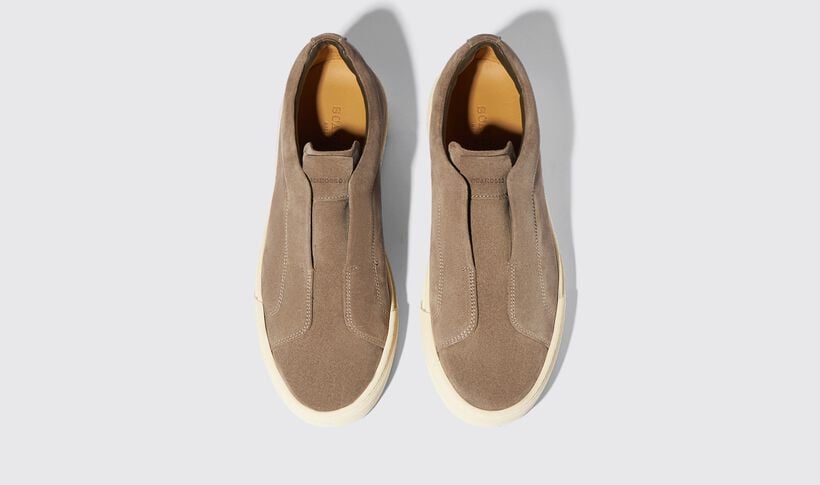 Luxury Edition - Artisian Made Brown Italian Leather Surge Slipon Sneakers With White Sole