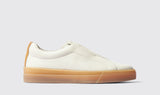 White Leather Arctic Breeze Lace-Up Sneakers With Honey Colour Sole