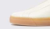 White Leather Arctic Breeze Lace-Up Sneakers With Honey Colour Sole