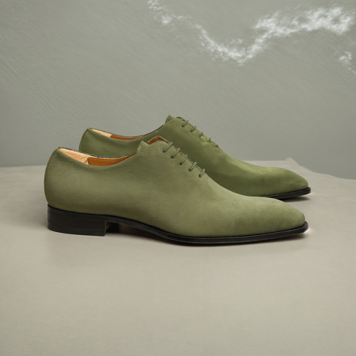 Green Suede Leather Nandes Oxford Shoes