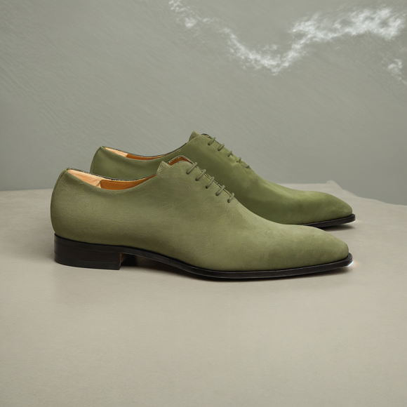 Green Suede Leather Nandes Oxford Shoes