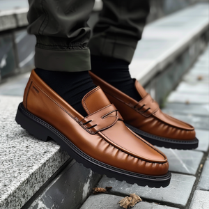 Brown Leather Atanasio With Thick Sole Loafers