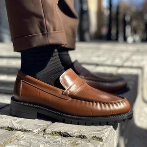 Brown Leather Asdrubale With Thick Sole Loafers