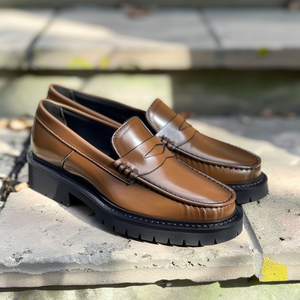 Brown Leather Assuero With Thick Sole Loafers