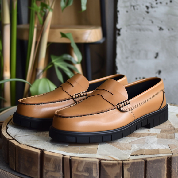 Tan Leather Bartolo With Thick Sole Loafers