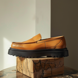 Tan Leather Ausilio With Thick Sole Loafers