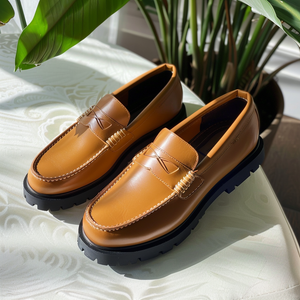 Tan Leather Baldovino With Thick Sole Loafers