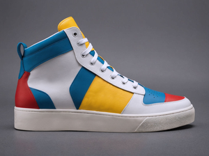 Multi Colour Leather Sprint Lace-Up Sneakers With White Sole - Summer 2024 Collection