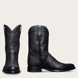 Black Lizard Print Leather Fairkart Slip On Western Cowboy Boots