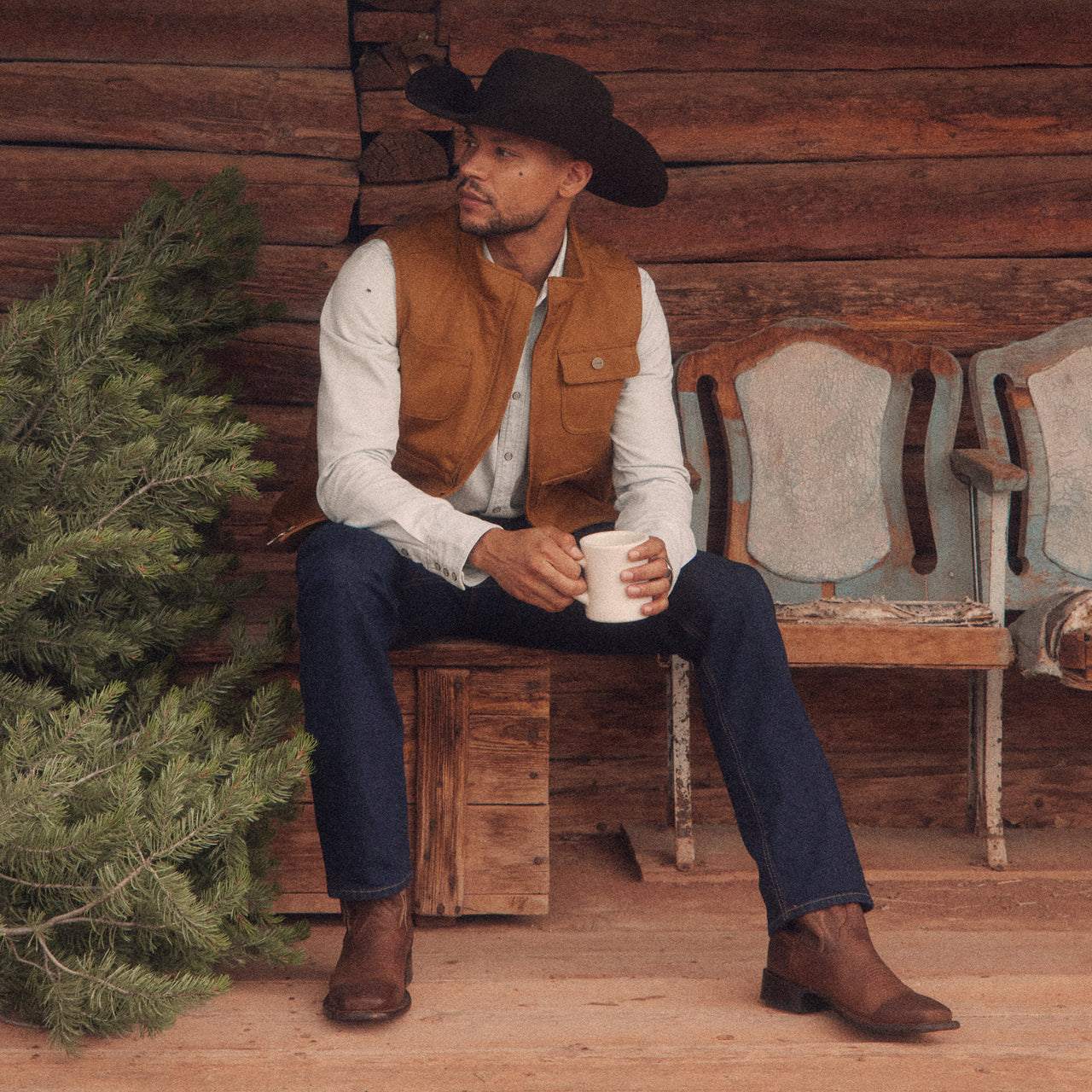 Brown Leather Blackwood Slip On Zipper Western Cowboy Boots AW24