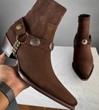 Brown Suede Leather Ravien Rustics Harness Chelsea Boots