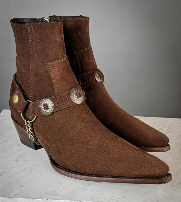 Brown Suede Leather Ravien Rustics Harness Chelsea Boots