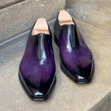Purple Leather Lavender Luxe Whole Cut Loafer Shoes