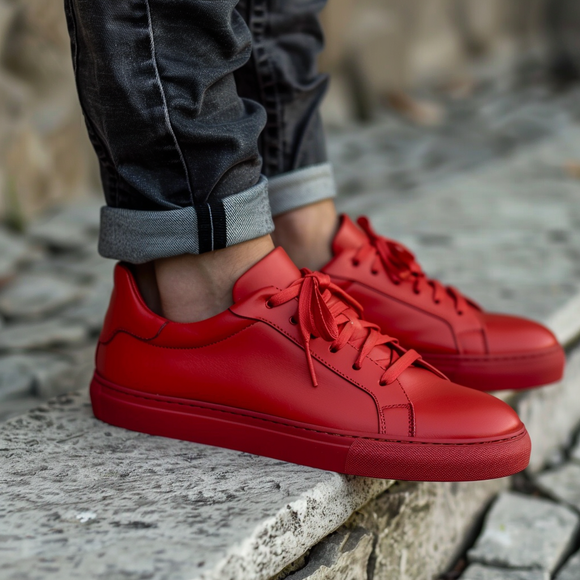 Red Leather Mattia Sneakers