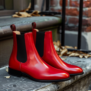 Red Leather Giulio Slip On Chelsea Boot