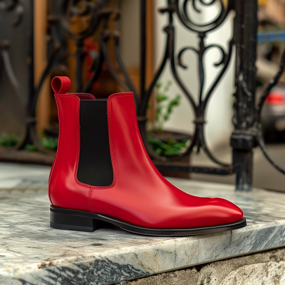Red Leather Gustavo Slip On Chelsea Boot – Costoso Italiano