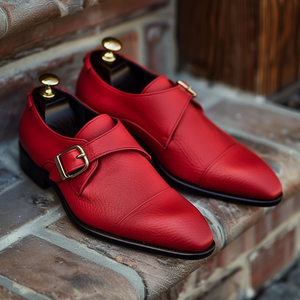 Red Leather Lodovico Monk Strap