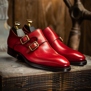 Red Leather Lorenzo Monk Strap