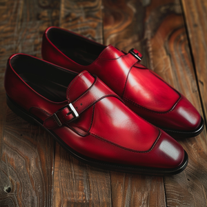 Red Leather Lucrezio Monk Strap