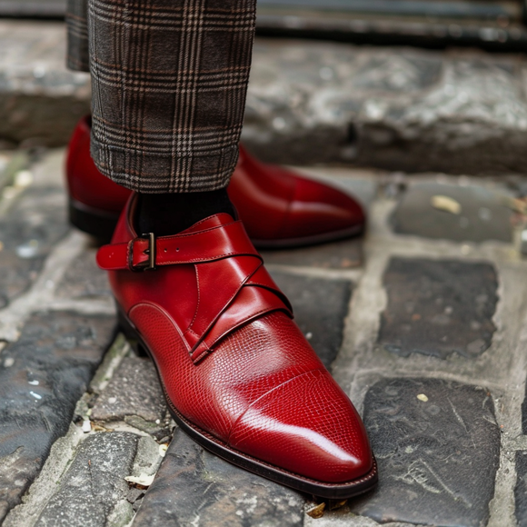 Red Leather Macario Monk Strap