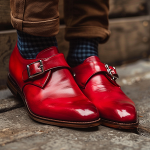 Red Leather Magno Monk Strap