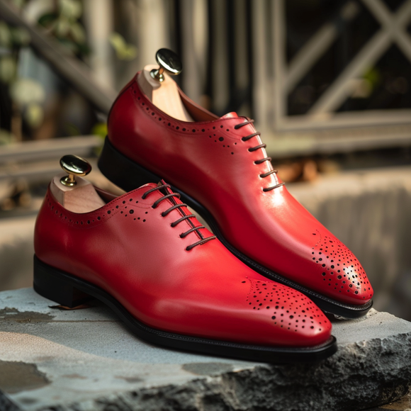 Red Leather Malachia Oxford Shoes