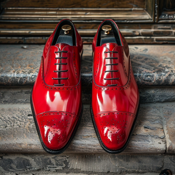 Red Leather Marcello Oxford Shoes