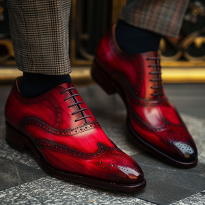 Red Leather Mariano Oxford Shoes